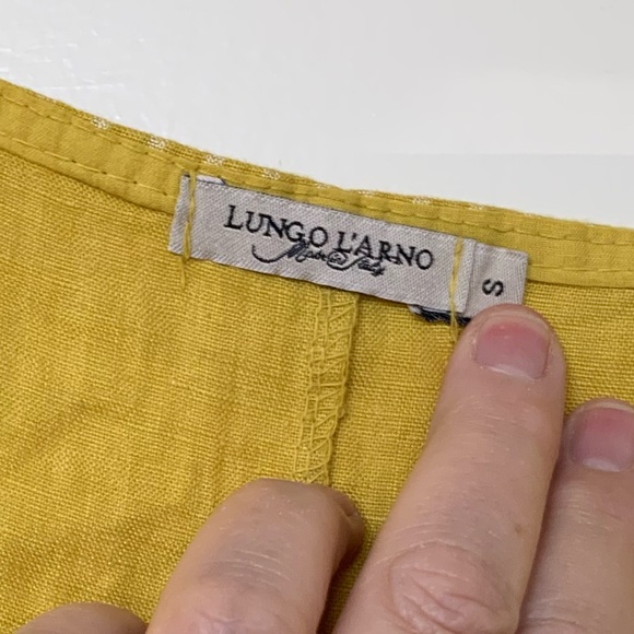 Lungo L’Arno Womens Linen Top Yellow Ruffle Made in Italy🌴 - Picture 5 of 6